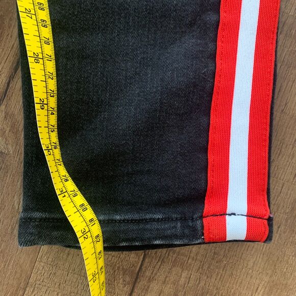 Sugarhill Malice Skinny Jeans Destroyed Black Red Hip Hop Grunge Dark 32x32 - Picture 16 of 16